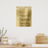 Sparkly Glittery Bord Goudfolie Sweet 16 Welkom Poster (Keuken)