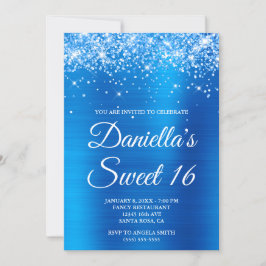 Sparkly Glittery Bright Blue Folie Sweet 16 Kaart