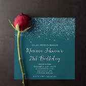Sparkly Glittery Dark Teal 21st Birthday Kaart