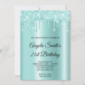 Sparkly Glittery Drips Light Teal Ombre Kaart (Voorkant)