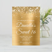 Sparkly Glittery Gold Foil Sweet 16 Kaart (Staand voorkant)