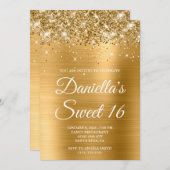 Sparkly Glittery Gold Foil Sweet 16 Kaart (Voorkant / Achterkant)
