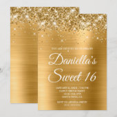 Sparkly Glittery Gold Foil Sweet 16 Kaart (Voorkant / Achterkant)
