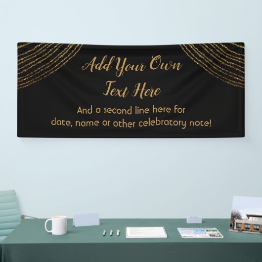 Sparkly Glittery Gold Garland voegt uw eigen tekst Spandoek (Beurs)