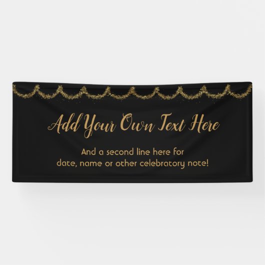 Sparkly Glittery Gold Garland voegt uw eigen tekst Spandoek (Horizontaal)