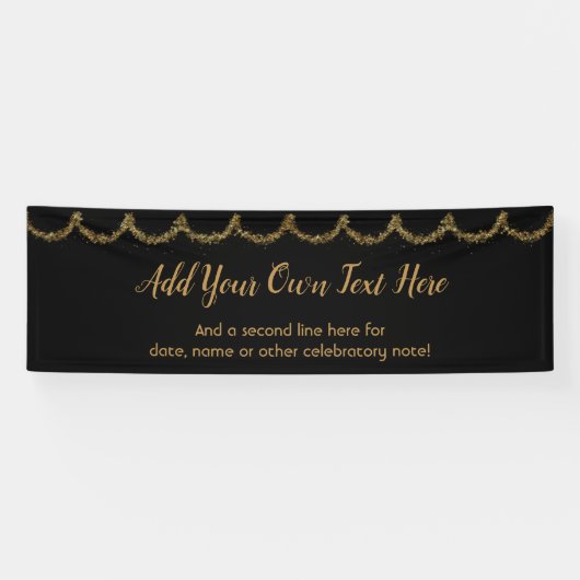 Sparkly Glittery Gold Garland voegt uw eigen tekst Spandoek (Horizontaal)
