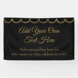 Sparkly Glittery Gold Garland voegt uw eigen tekst Spandoek