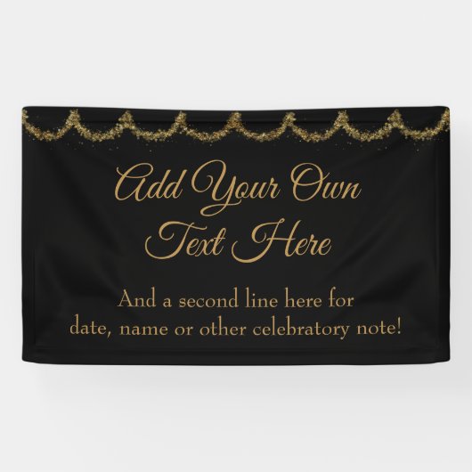 Sparkly Glittery Gold Garland voegt uw eigen tekst Spandoek (Horizontaal)