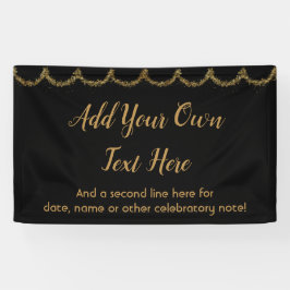 Sparkly Glittery Gold Garland voegt uw eigen tekst Spandoek