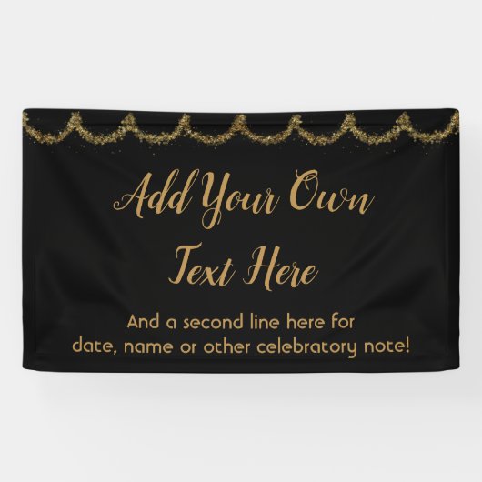 Sparkly Glittery Gold Garland voegt uw eigen tekst Spandoek (Horizontaal)