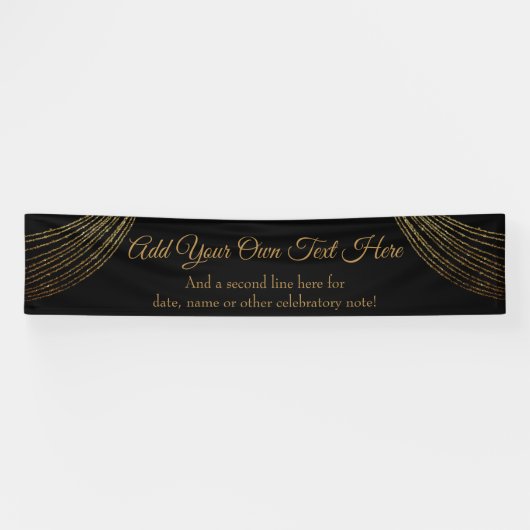 Sparkly Glittery Gold Garland voegt uw eigen tekst Spandoek (Horizontaal)