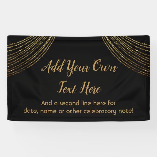 Sparkly Glittery Gold Garland voegt uw eigen tekst Spandoek (Horizontaal)