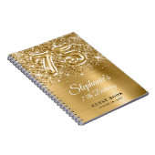 Sparkly Glittery Gold Glam 75th Birthday Guestbook Notitieboek (Rechterzijde)