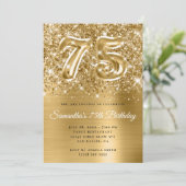 Sparkly Glittery Gold Glam 75th Birthday Kaart (Staand voorkant)