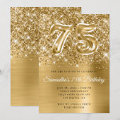 Sparkly Glittery Gold Glam 75th Birthday Kaart (Voorkant / Achterkant)