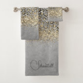 Sparkly Glittery Gold Leopard gepersonaliseerd Bad Handdoek (Insitu)