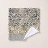 Sparkly Glittery Gold Leopard gepersonaliseerd Bad Handdoek (Wasdoekje)