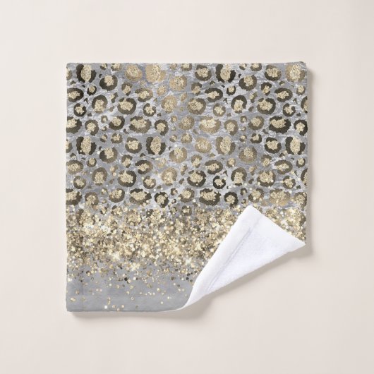 Sparkly Glittery Gold Leopard gepersonaliseerd Bad Handdoek (Wasdoekje)