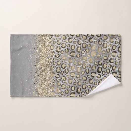 Sparkly Glittery Gold Leopard gepersonaliseerd Bad Handdoek (Handdoek)