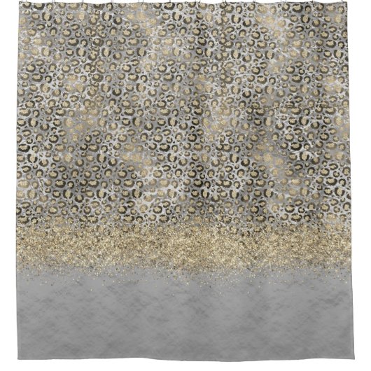 Sparkly Glittery Gold Leopard Glitterij Douchegordijn (Voorkant)