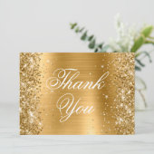 Sparkly Glittery Gold Ombre-Folie Bedankkaart (Staand voorkant)