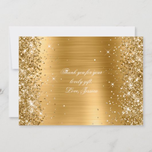 Sparkly Glittery Gold Ombre-Folie Bedankkaart (Achterkant)