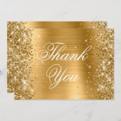 Sparkly Glittery Gold Ombre-Folie Bedankkaart (Voorkant / Achterkant)