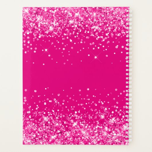 Sparkly Glittery Heet Roze Fancy Monogram Planner (Achterkant)