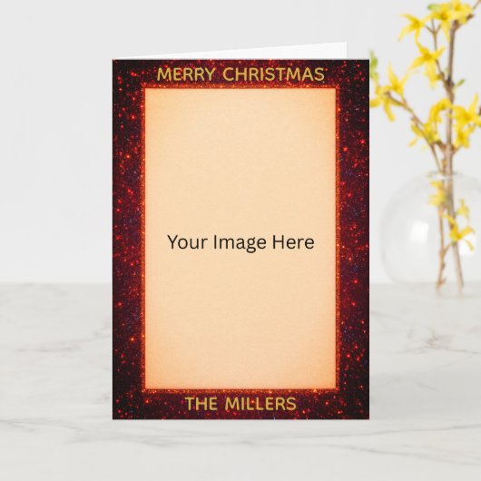 Sparkly Glittery Look Custom Photo/Text Kaart (Gele Bloem)