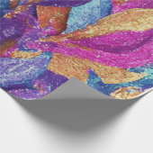Sparkly Glittery Paarse Blauwe en Gouden Bladeren Cadeaupapier (Hoek)