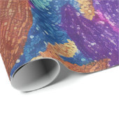 Sparkly Glittery Paarse Blauwe en Gouden Bladeren Cadeaupapier (Rol Hoek)