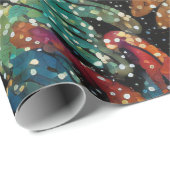 Sparkly Glittery Paarse Blauwe en Gouden Bloemen Cadeaupapier (Rol Hoek)