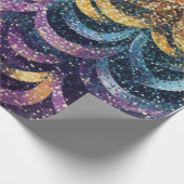 Sparkly Glittery Paarse Blauwe en Gouden Drapes Cadeaupapier (Hoek)