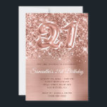 Sparkly Glittery Roos Gold Balloon 21st Birthday Kaart<br><div class="desc">Creëer je eigen faux roos goudglitter en folie 21ste verjaardag uitnodiging voor haar. De achtergrond is voorzien van een gipsplaat met een stompe roze en roos goudkleurige folie digitale kunst met een faux ballonkunst nummer 21. De luxe sparkles, glitter en folie zullen worden gemaakt met creatieve artistieke elementen die van...</div>
