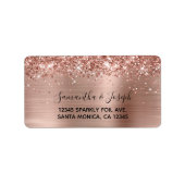 Sparkly Glittery Roos Gold Foil Wedding Etiket (Voorkant)