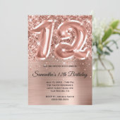 Sparkly Glittery Roos Gold Glam 12e verjaardag Kaart (Staand voorkant)