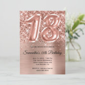 Sparkly Glittery Roos Gold Glam 18th Birthday Kaart (Staand voorkant)