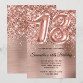 Sparkly Glittery Roos Gold Glam 18th Birthday Kaart (Voorkant / Achterkant)