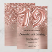 Sparkly Glittery Roos Gold Glam 19e verjaardag Kaart (Voorkant / Achterkant)