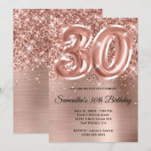 Sparkly Glittery Roos Gold Glam 30th Birthday Kaart (Voorkant / Achterkant)