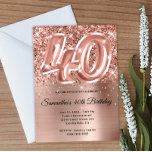Sparkly Glittery Roos Gold Glam 40th Birthday Kaart<br><div class="desc">Creëer je eigen faux roos goudglitter en folie 40ste verjaardag viering uitnodiging voor je beste vriend. De achtergrond is voorzien van een girale glazen lichtroze en roos gouden bolle folie digitale kunst met een faux ballonkunst #40. Pas de kleuren of stijlen van de uitnodigingsdoopvont aan. De faux roos gouden folie...</div>