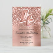 Sparkly Glittery Roos Gold Glam 4e verjaardag Kaart (Staand voorkant)