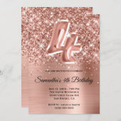 Sparkly Glittery Roos Gold Glam 4e verjaardag Kaart (Voorkant / Achterkant)