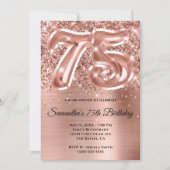 Sparkly Glittery Roos Gold Glam 75th Birthday Kaart (Voorkant)