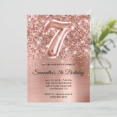 Sparkly Glittery Roos Gold Glam 7e verjaardag Kaart (Staand voorkant)