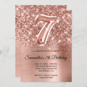 Sparkly Glittery Roos Gold Glam 7e verjaardag Kaart (Voorkant / Achterkant)