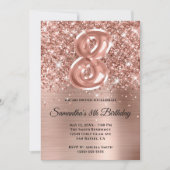 Sparkly Glittery Roos Gold Glam 8e verjaardag Kaart (Voorkant)