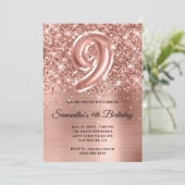 Sparkly Glittery Roos Gold Glam 9e verjaardag Kaart (Staand voorkant)