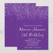 Sparkly Glittery Royal Paarse 21e verjaardag Kaart (Voorkant / Achterkant)