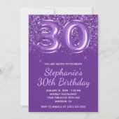 Sparkly Glittery Royal Paarse Nummer 30 Verjaardag Kaart (Voorkant)